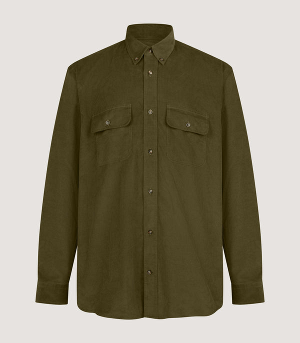 purdey Men's Cotton Double Pocket Shirt in Moss