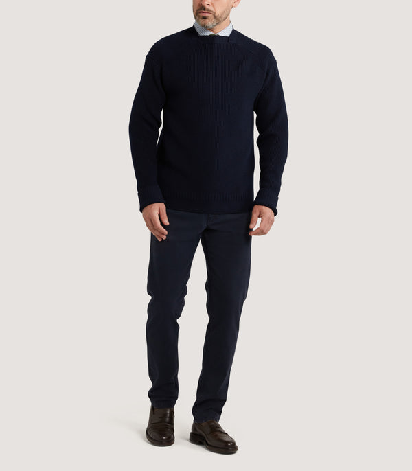 Purdey Men's Farne Guernsey Wool Sweater In Navy