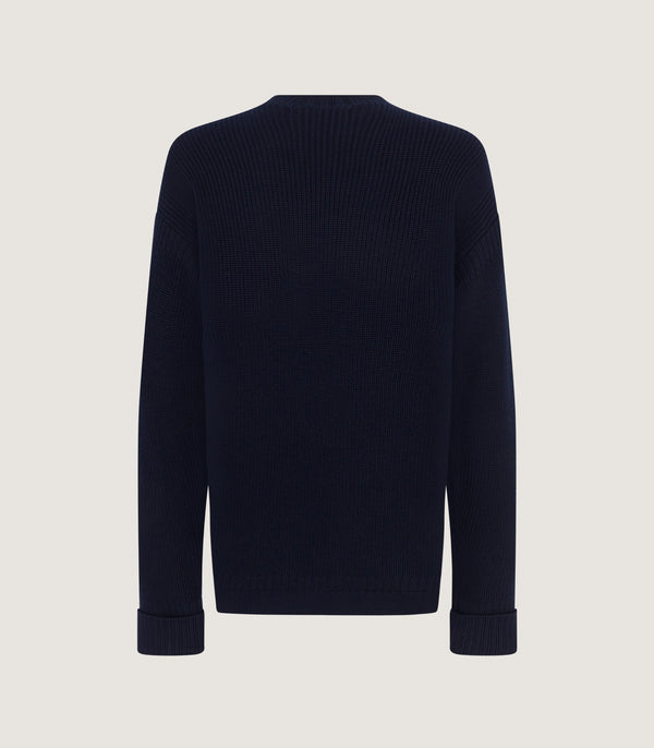 Purdey Men's Farne Guernsey Wool Sweater In Navy