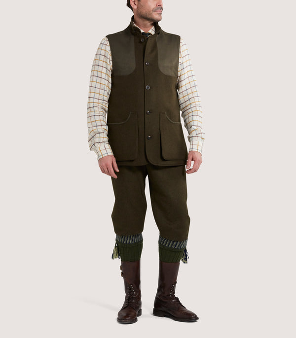 Purdey Men's High Collar Sporting Vest In Loden