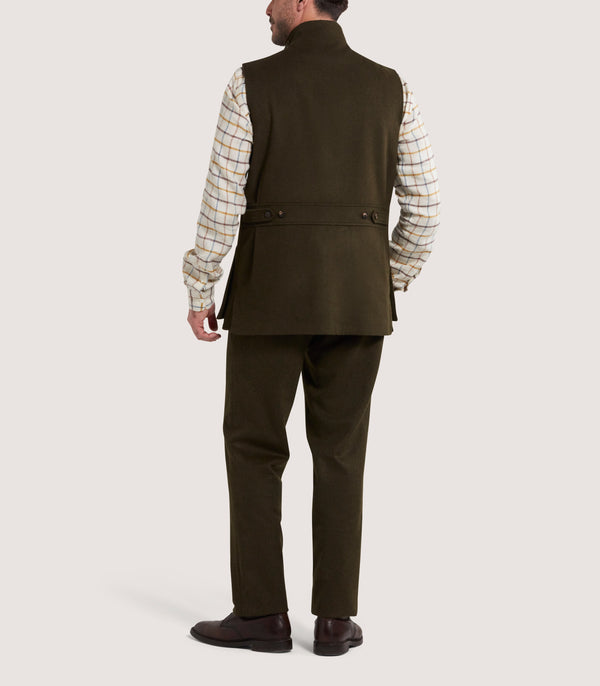 Purdey Men's High Collar Sporting Vest In Loden