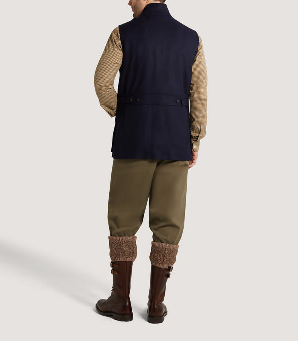 Purdey Men's High Collar Sporting Vest In Navy