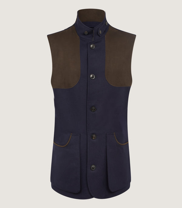 purdey Men's High Collar Sporting Vest In Navy