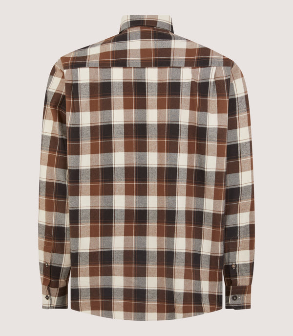 Purdey Men's Large Flannel Check Shirt In Walnut
