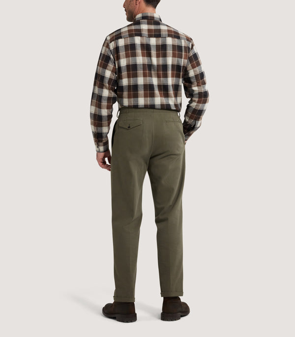 Purdey Men's Large Flannel Check Shirt In Walnut