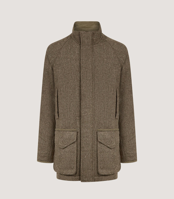 purdey Men's Lightweight Tweed Field Coat in Acorn