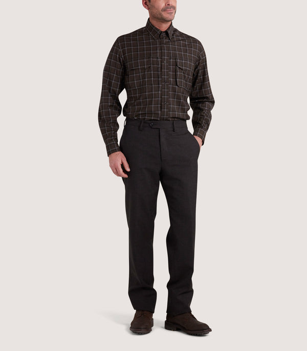 Purdey Men's Merino Field Shirt In Bark
