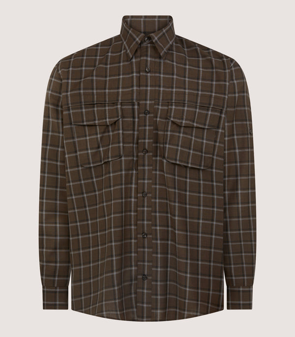 purdey Men's Merino Field Shirt in Bark