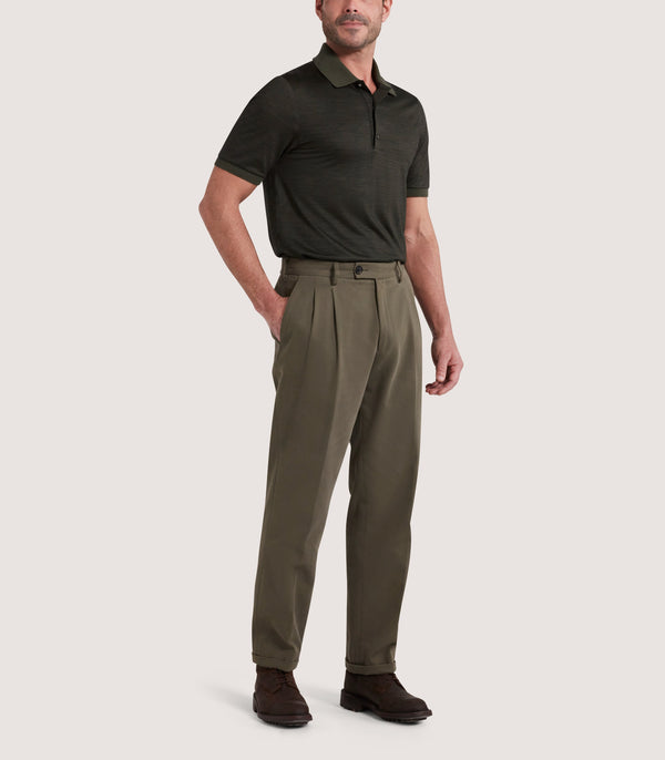 Purdey Men's Merino Tech Pique Polo In Loden