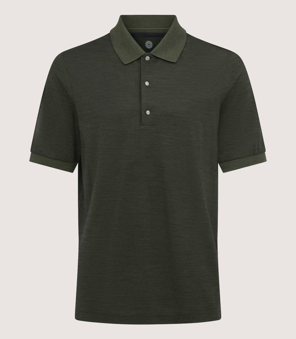purdey Men's Merino Tech Pique Polo in Loden