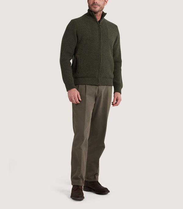 Purdey Men's Orkney Zip Front Cardigan In Loden
