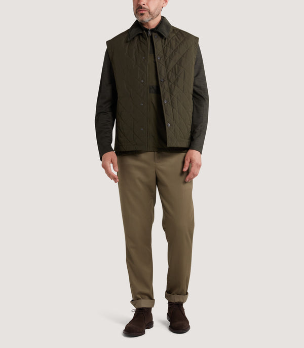 Purdey Men's Padded Purdey Gilet In Dark Olive