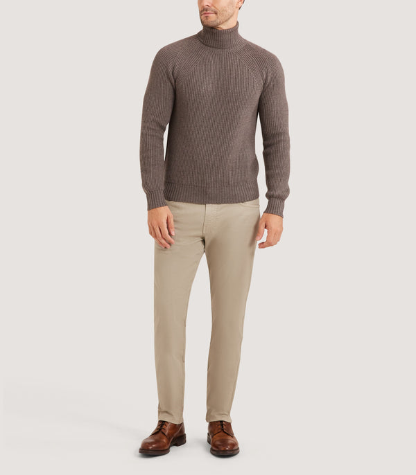 Purdey Men's St Ives Fisherman Rib Jumper In Taupe