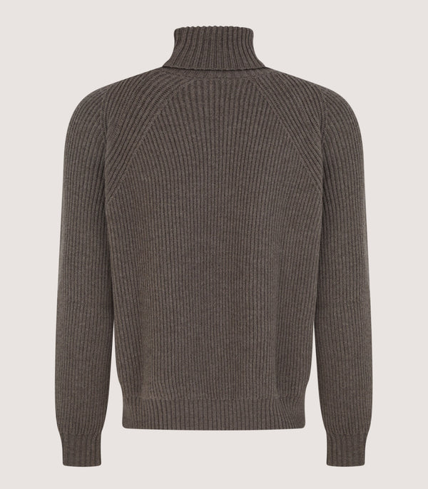 Purdey Men's St Ives Fisherman Rib Jumper In Taupe