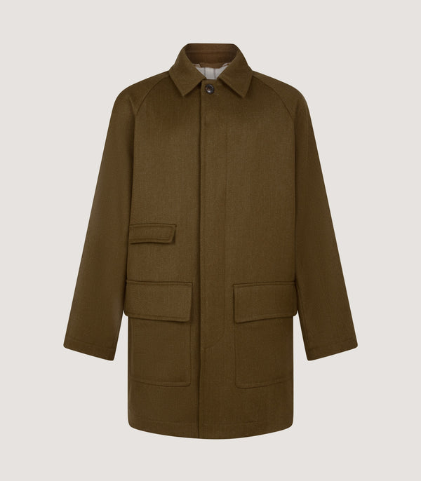 purdey Men's Stratton Car Coat in Khaki