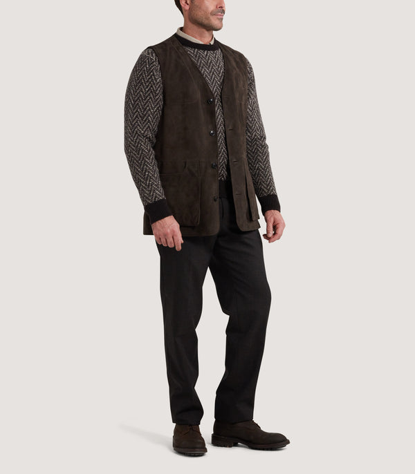 Purdey Men's Suede Sporting Vest In Walnut