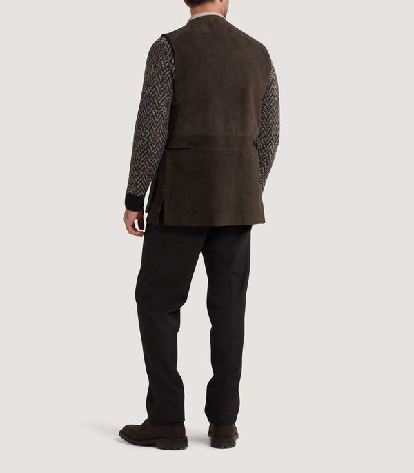 Purdey Men's Suede Sporting Vest In Walnut