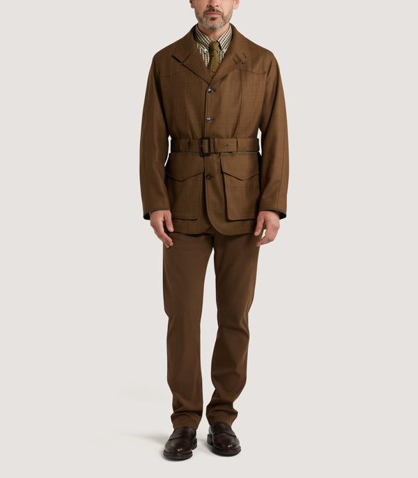 Purdey Men's Summer Norfolk Jacket In Rust Check