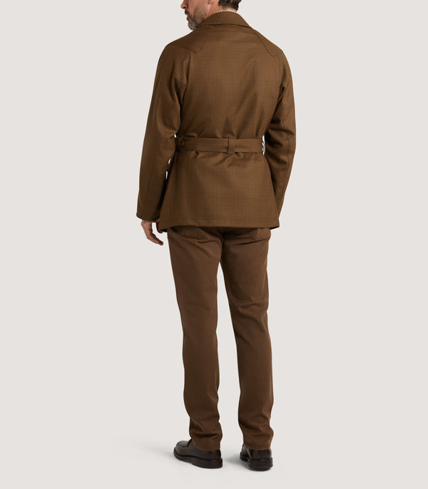 Purdey Men's Summer Norfolk Jacket In Rust Check