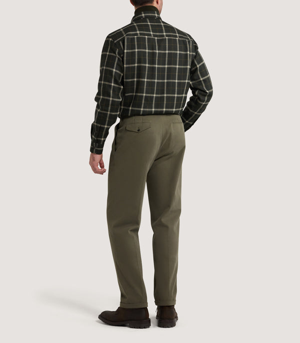 Purdey Men's Tartan Flannel Shirt In Dark Olive