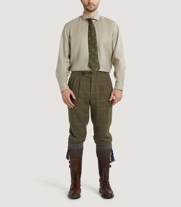 Purdey Men's Wool Cut Away Collar Shirt In Stone