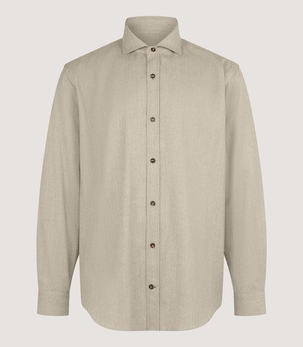 purdey Men's Wool Cut Away Collar Shirt in Stone