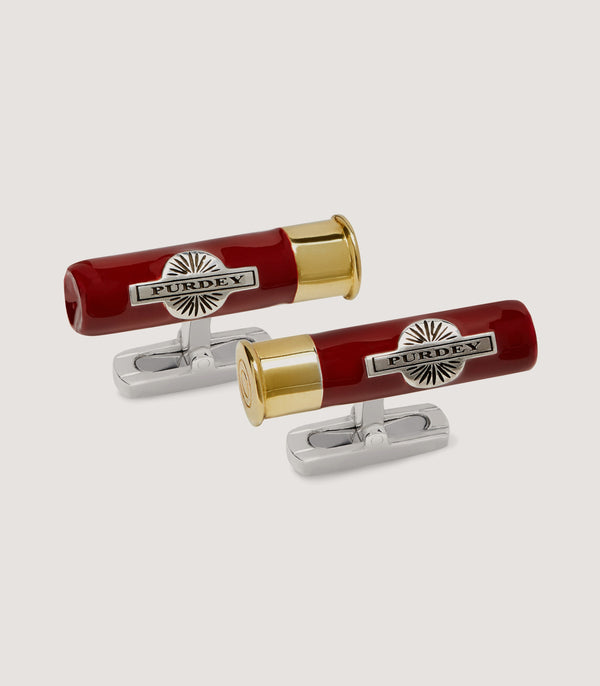 purdey Purdey Cartridge Enamel Cufflinks In Silver