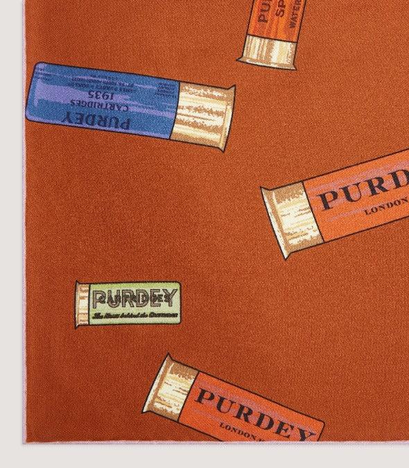 Purdey Purdey Cartridges Pocket Square In Rust