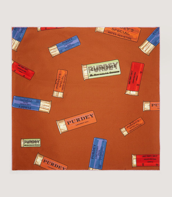 purdey Purdey Cartridges Pocket Square in Rust