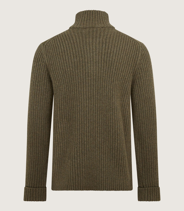 Purdey Quarter Zip Commando Sweater In Loden