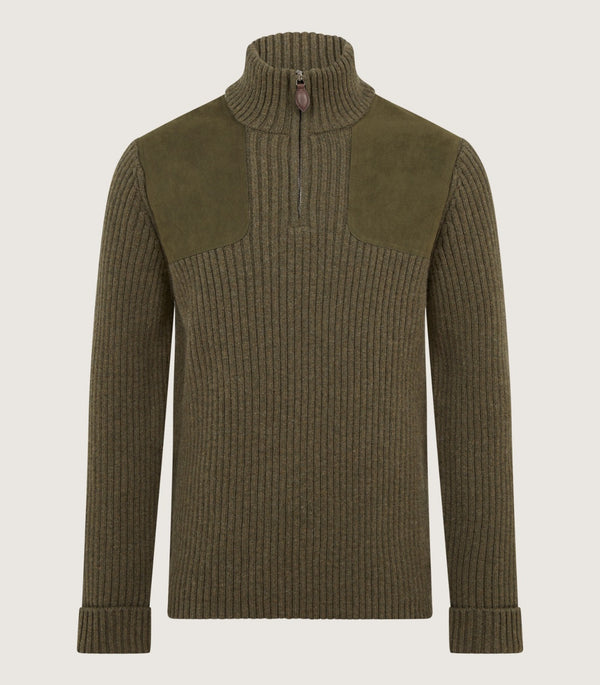 purdey Quarter Zip Commando Sweater in Loden