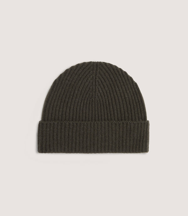 purdey Ribbed Cashmere Beanie in Loden