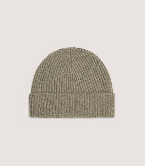 purdey Ribbed Cashmere Beanie in Sage