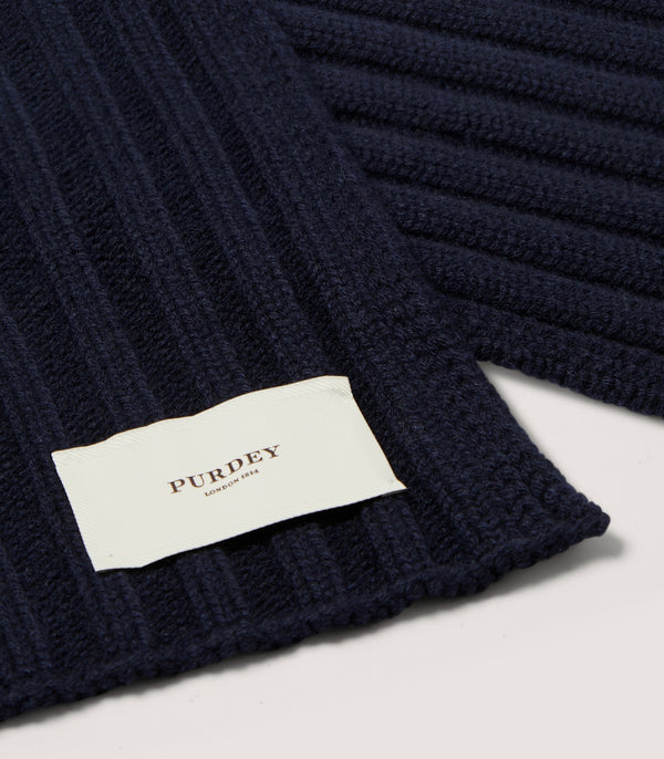 Purdey Ribbed Chunky Scarf In Midnight Blue