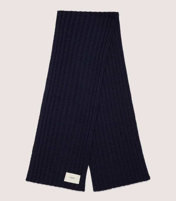 purdey Ribbed Chunky Scarf in Midnight Blue