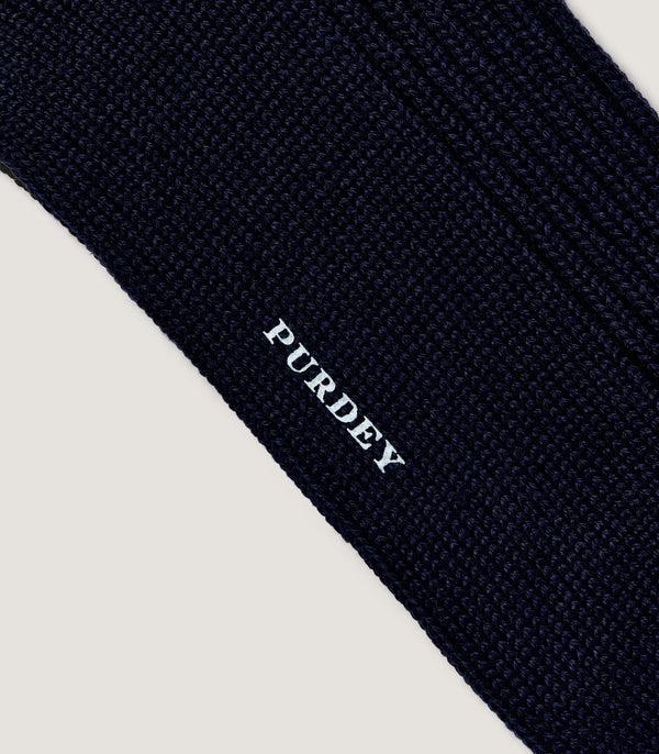Purdey Ribbed Knit Wool Blend Sock In Midnight