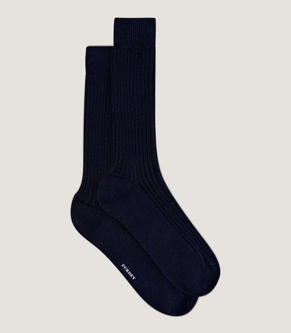 purdey Ribbed Knit Wool Blend Sock in Midnight