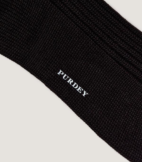 Purdey Ribbed Knit Wool Blend Socks In Dark Brown