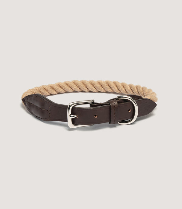 purdey Rope & Leather Dog Collar In Natural