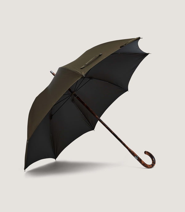 Purdey Solid Maple Umbrella In Olive