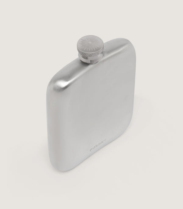 Purdey Square Brushed Pewter Flask