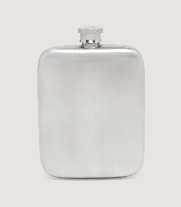 purdey Square Brushed Pewter Flask