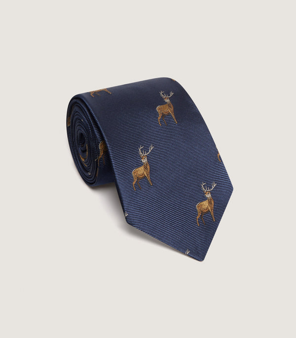 purdey Stag Tie in Navy