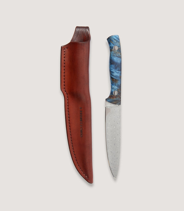 purdey The Damascus Red - Blue Poplar Knife