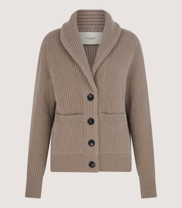 purdey Women's Clifford Ribbed Cardigan in Taupe