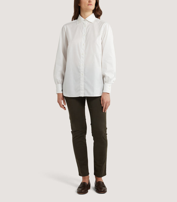 Purdey Women's Cotton Volume Sleeve Shirt In White