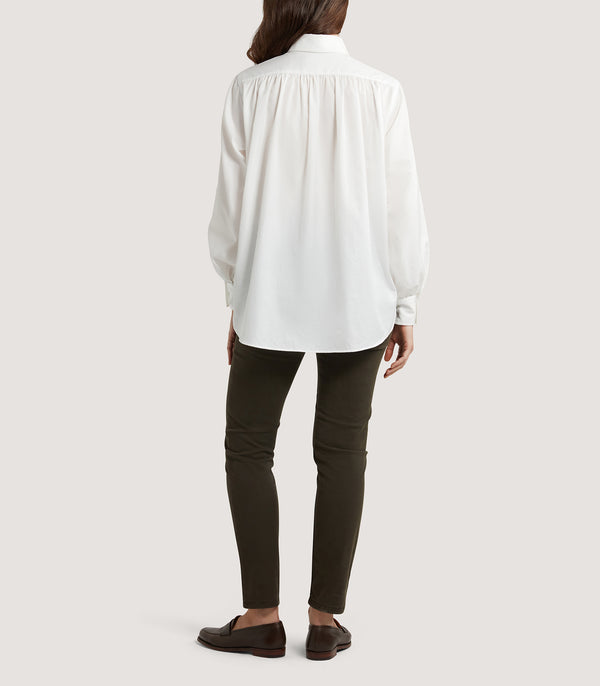 Purdey Women's Cotton Volume Sleeve Shirt In White