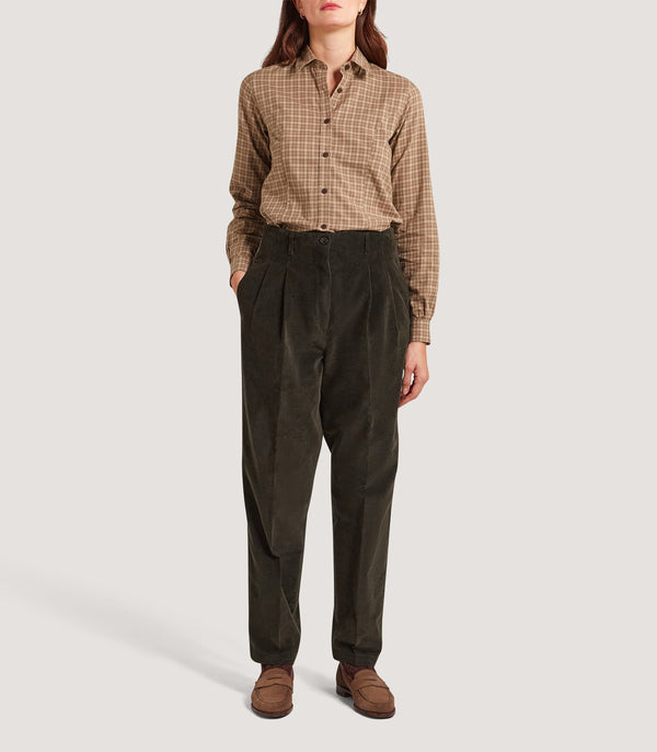 Purdey Women's Double Pleat Trouser In Loden