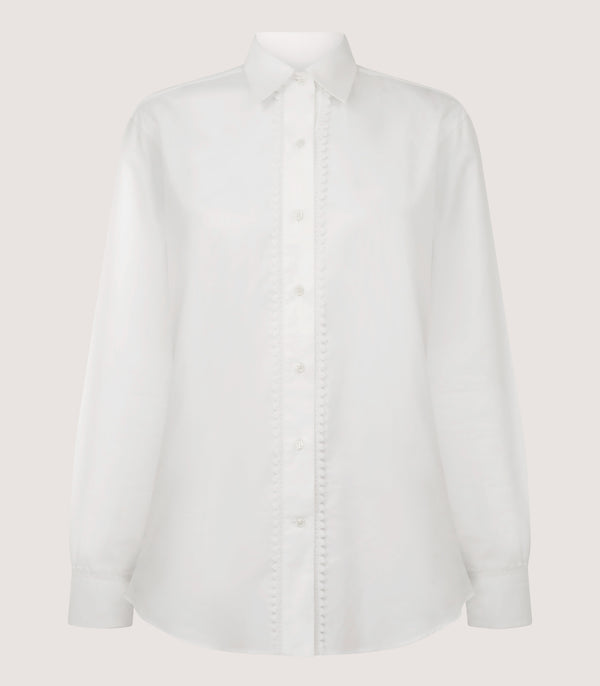 purdey Women's Lace Placket Shirt in White