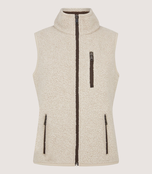 purdey Women's Merino Lux Fleece Gilet in Taupe